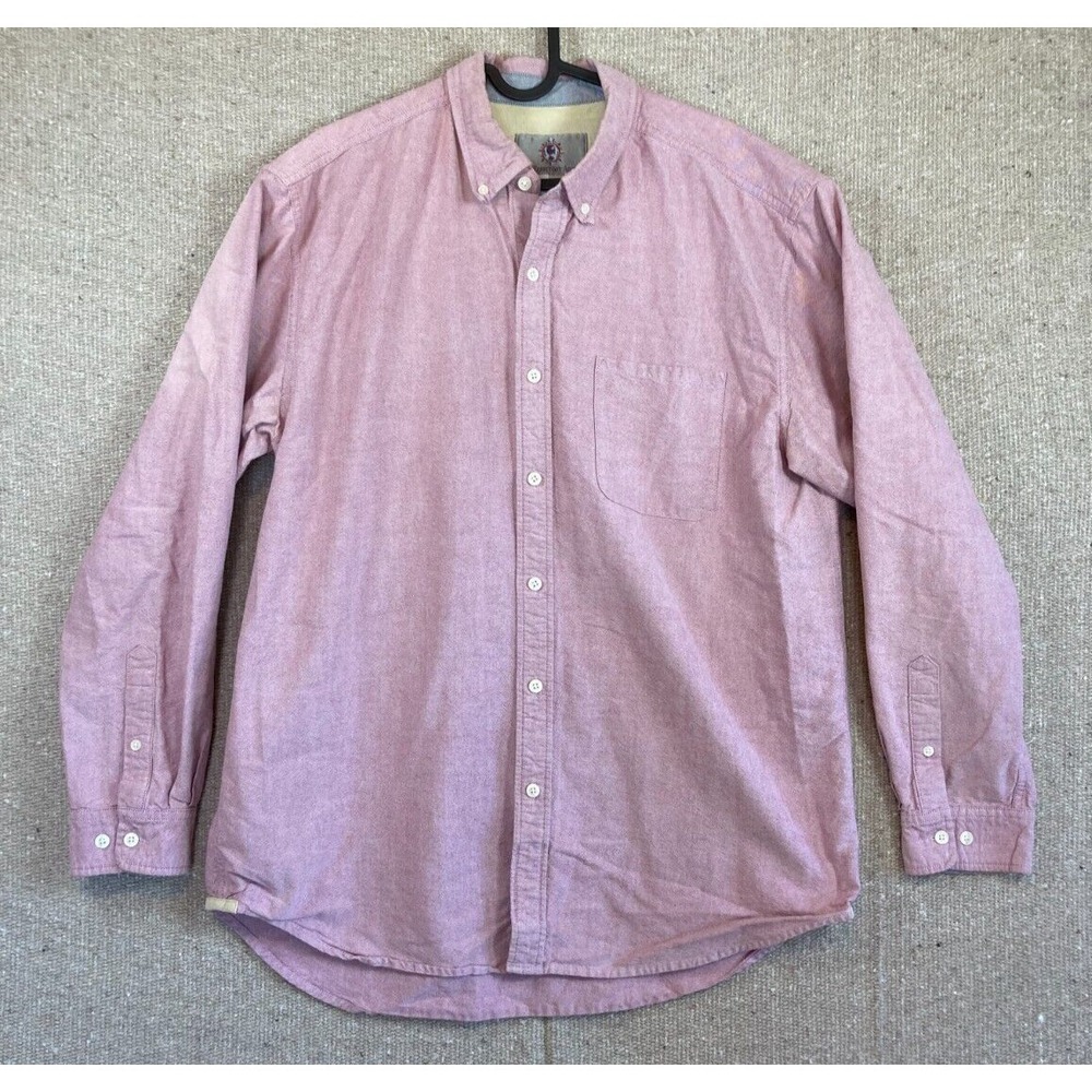 Mens Sz Large Territory Ahead Heather Red Long Sleeve Button‎ Up Shirt